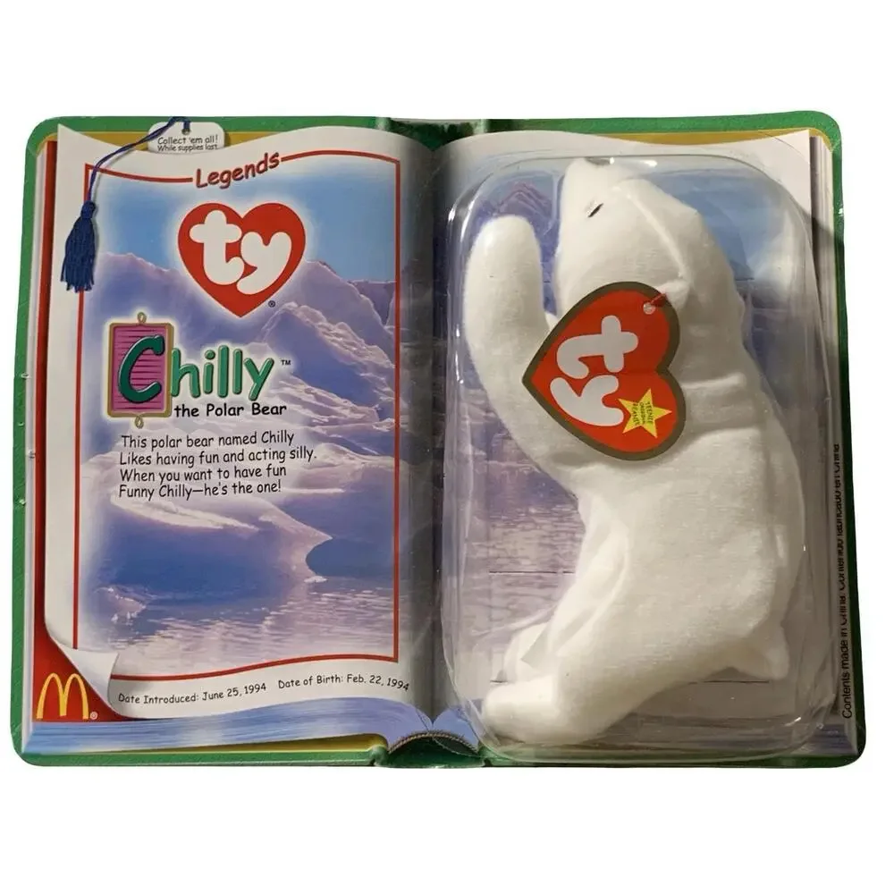 McDonald’s TY Teenie Beanie‎ Babies Legends 2000 Chilly Polar Bear Plush NEW